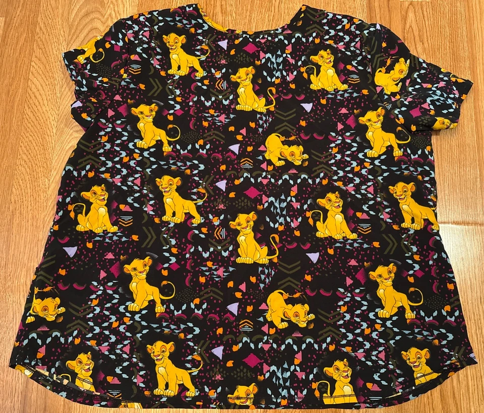 Disney Lion King Simba Women's V-Neck Short Sleeve Scrub Top Size 3X EUC! - Image 2 of 4