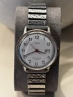 Vintage Timex Silver Automatic Date Watch w/ Flex Band - 34mm - WORKING