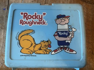 Vintage Rare Lunchbox  Rocky  Roughneck 1977 King Seeley Thermos  Thermos USA