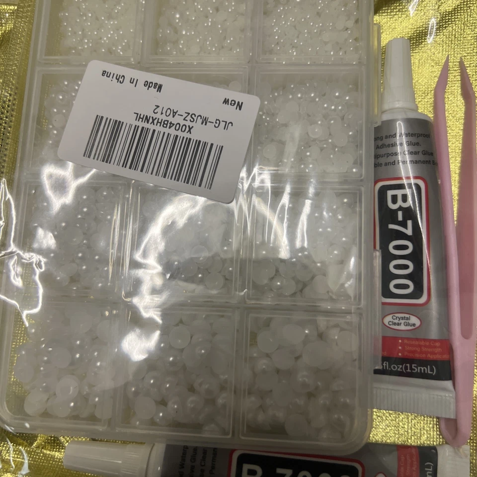 White Flatback Pearls with B7000 Glue Kit, Assorted Size 3/4/5/6/8/10mm Half ... - Изображение 3 из 4
