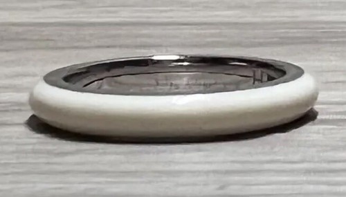 Designer Hidalgo weißer Emaille Sterlingsilber Ewigkeit Bandring, Größe 5