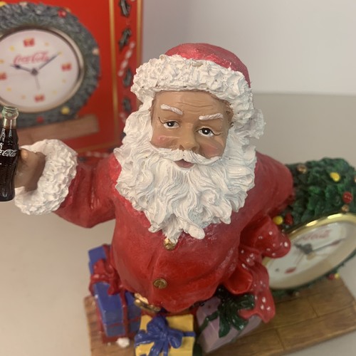 Coca Cola Santa Collectible Figurine Clock Vintage Christmas Works - Picture 2 of 9