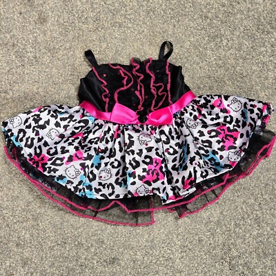 Build A Bear seltenes schwarzes Hello Kitty Sanrio Kleid mit Leopardenmuster