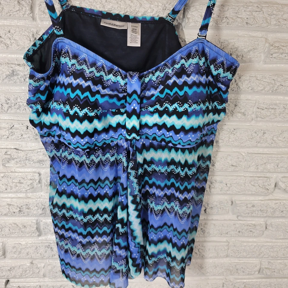 Sujetador de natación Croft Barrow para mujer 26W Plus azul ajustable de gasa transparente Foto 4 de 4