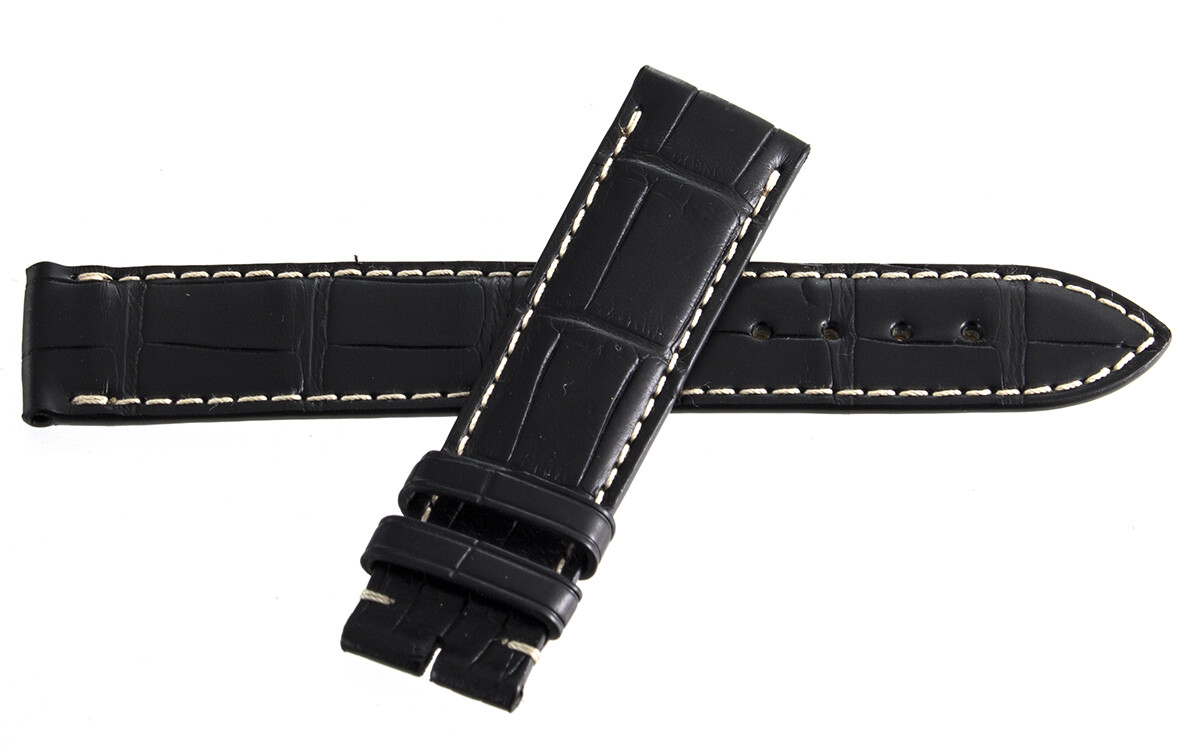 Genuine Longines 19mm x 18mm Black Alligator Leather Watch Band