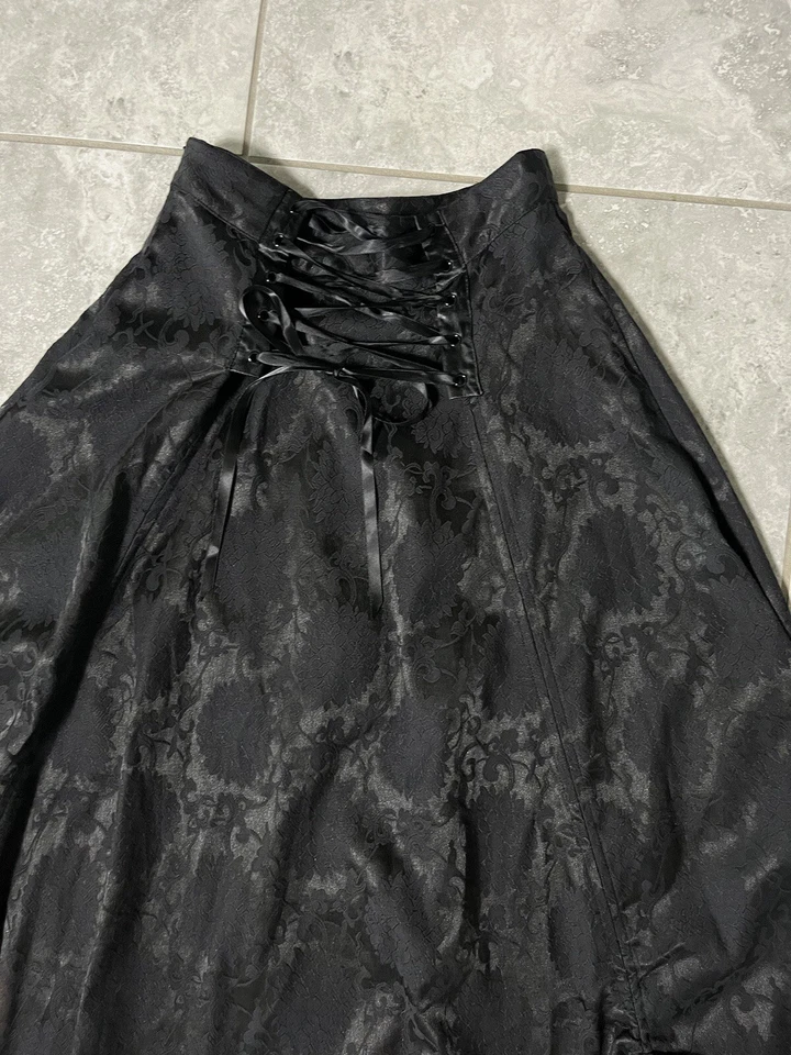 Maxi Falda Volantes Negra Living Dead Souls Jacquard Encaje Floral Corsé Bultle S Foto 4 de 4