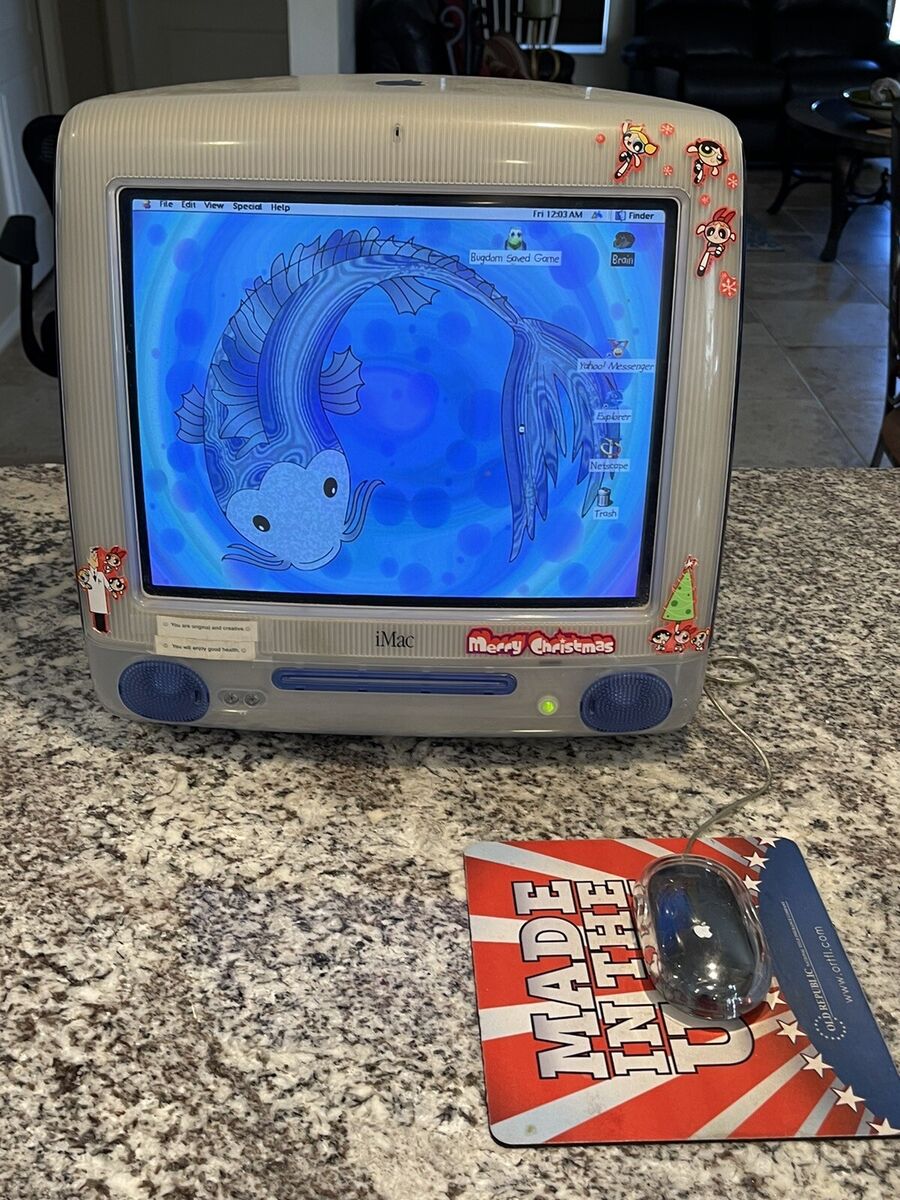 2000 Vintage Apple I Mac Model: M5521 Indigo blue Works As 2000 Vintage Apple I Mac Model: M5521 Indigo blue Works As