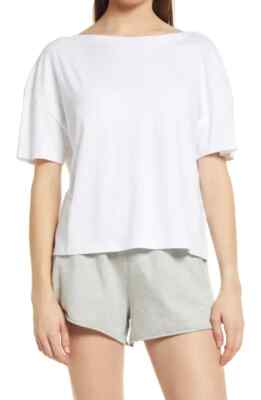 OPEN EDIT NEW $25 V-Back Cotton Blend T-Shirt in White Large