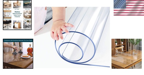 Durable 1.5mm Thick Clear Plastic Tablecloth - Wipeable Protector 30x108 - Picture 2 of 9