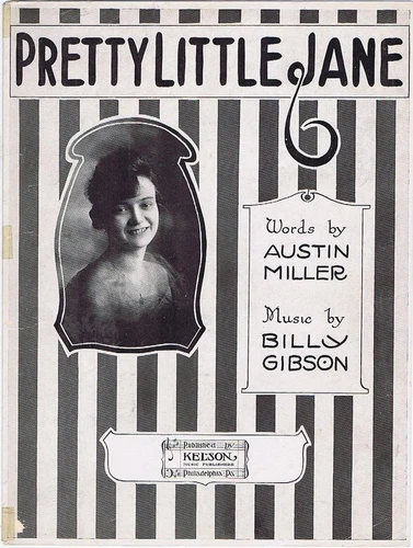 Pretty Little Jane, Pretty lady photo, Antique vintage sheet music, 1919