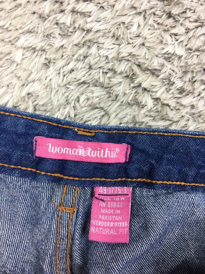 Pantalones de mezclilla Woman Within relajados de pierna recta para mujer talla 16W 49-1775-3 azul lavado oscuro Foto 4 de 4