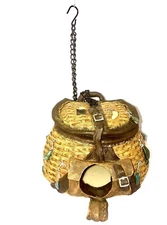 Resin Fishing Basket Birdhouse with Chain and Hook