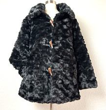 Teddy Jacket Womens Coat Black Faux Fur Soft Cozy Satin Lined Size S/M NWT