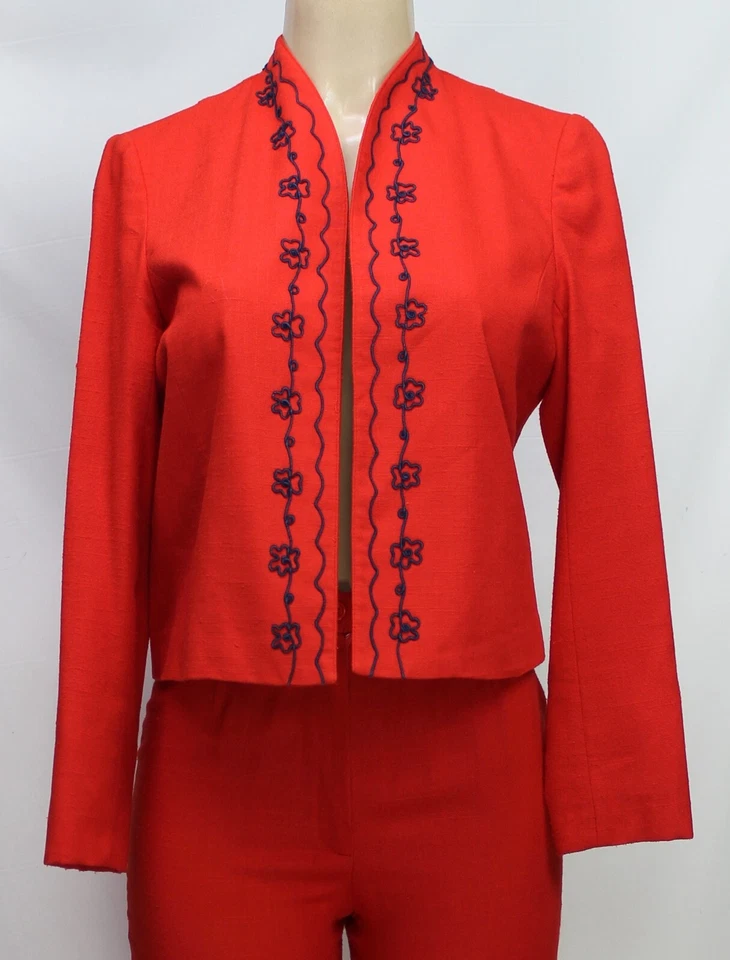 Conjunto de 2 blazer y pantalón rojo Joyce Sportwear vintage para mujer talla 7-8 Foto 2 de 4