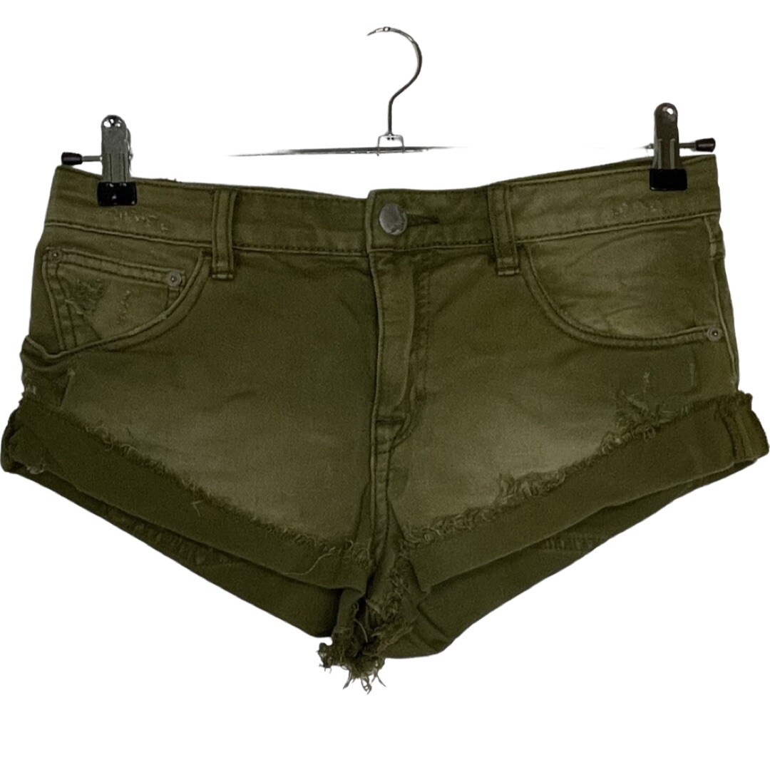 Free People Distressed Olive Booty Shorts size 26 Gem