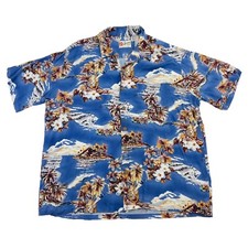 VTG Hilo Hattie's Hawaiian Island Shirt Mens XL Rayon Camp Made In Hawaii USA
