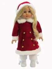 Doll Clothes 18" Dress Coat Red White Hat Boots White Fits American Girl Dolls