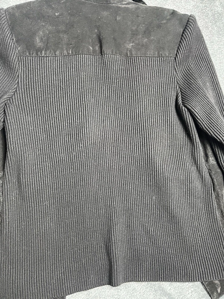 Peter Nygard Black Leather Knit Full Zip Long Sleeve Sweater Jacket Women's Med - Image 2 of 4