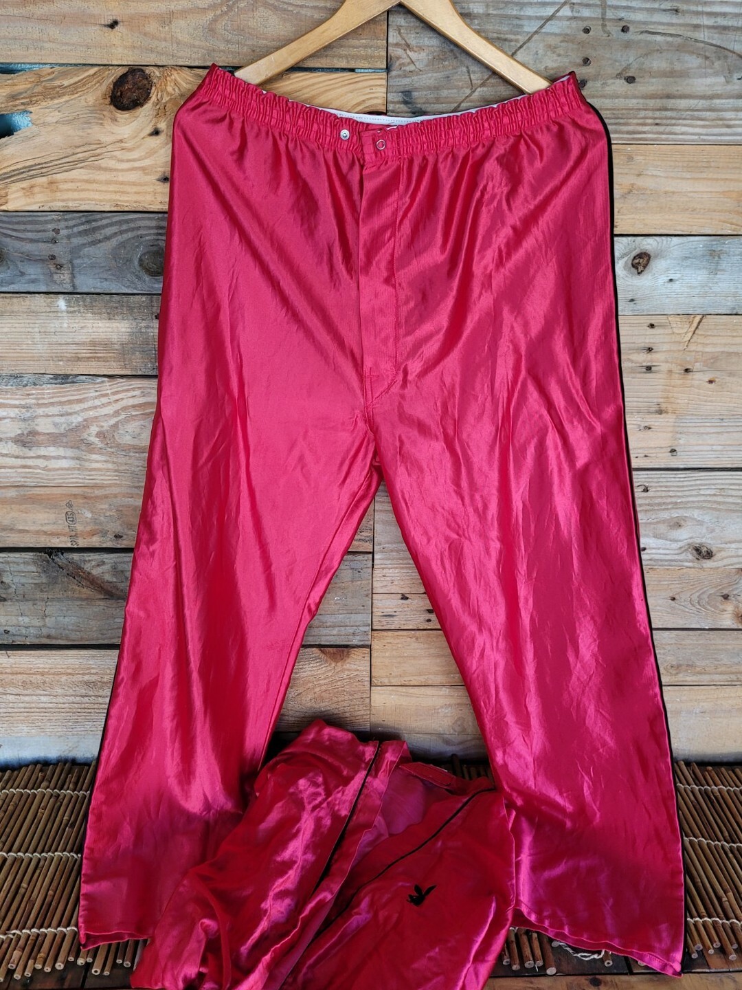 Men's Vintage Playboy Red Pajama Sleepwear Button To… Gem