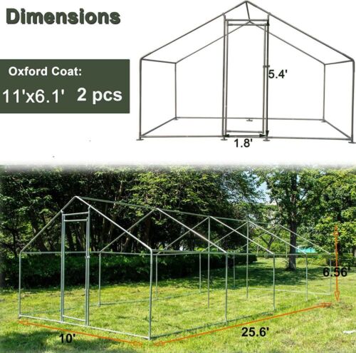 Large Chicken Coop Heavy Duty Walk-in Chicken Run Pen Metal Cage Hen House - Picture 30 of 31