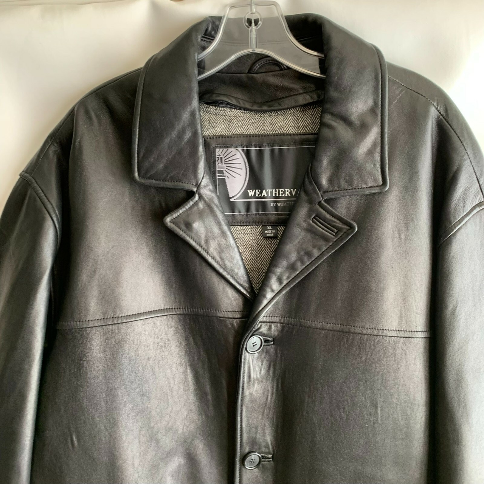 Weathervane by Weatherproof Jacket Black Leather Zip Out Lined Button Front XL image 4