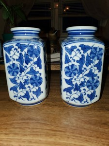 TWO Chinese Old Porcelain Blue and White Square Vases Two