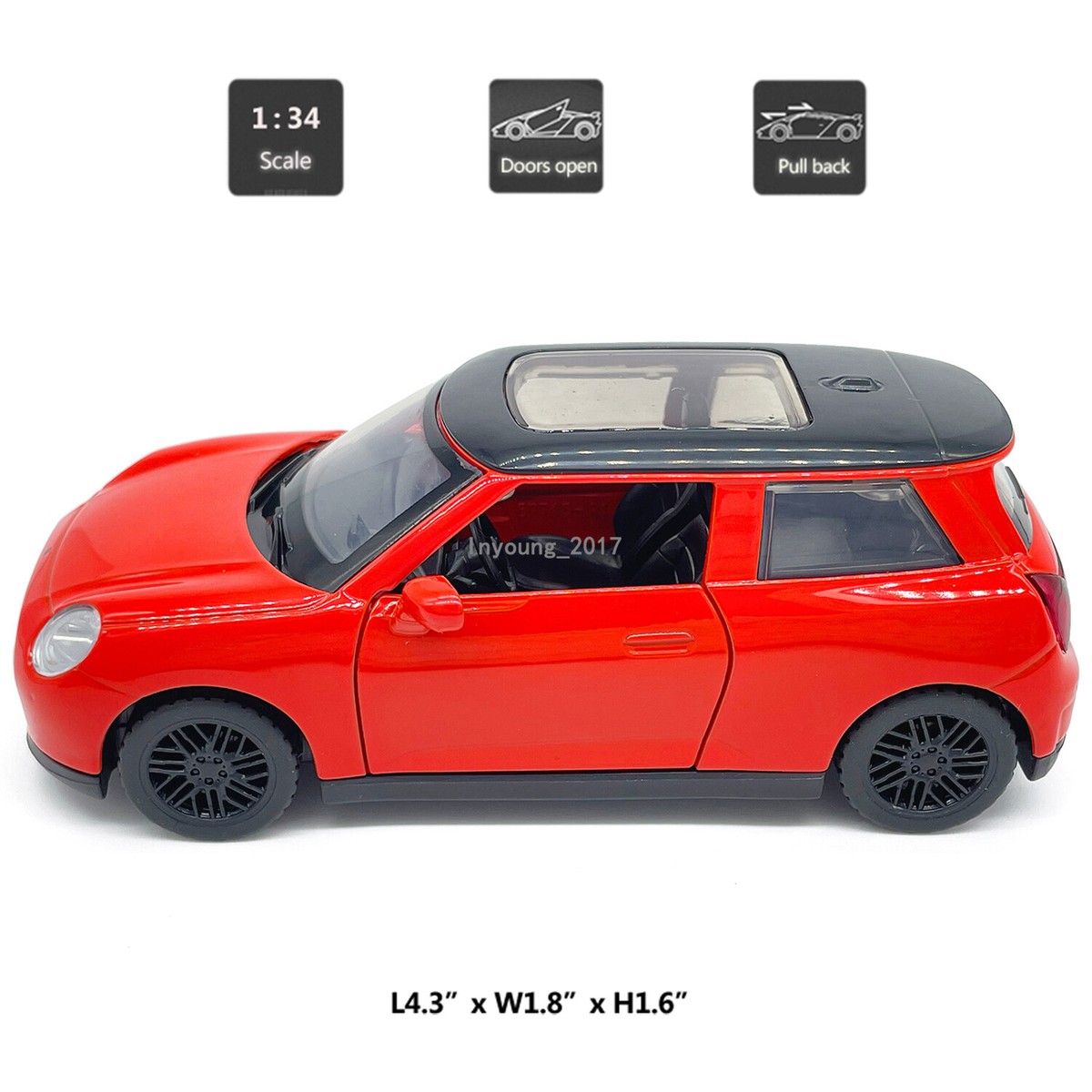 1:34 Scale BMW Mini Cooper Model Car Diecast Toy Cars 2 Doors Open