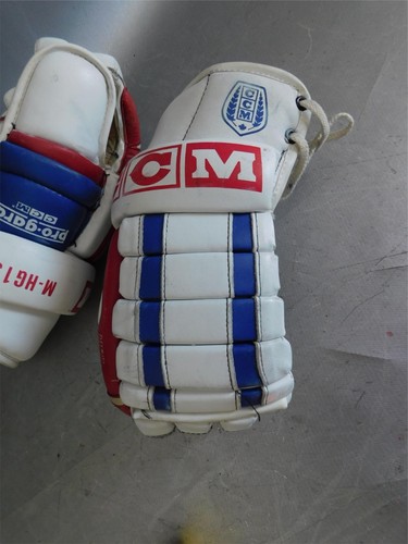 VINTAGE,BLUE RED WHITE,CCM M-HG135S PROGUARD HOCKEY GLOVES,VG,SOLID LEATHER - Picture 5 of 11