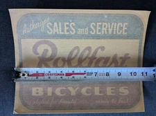 ROLLFAST BICYCLE COMPANY VINTAGE DEALER"DOOR DECAL" NEW OLD STOCK VINTAGE ORIG