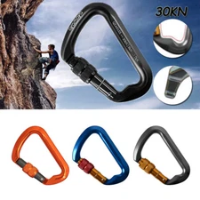 Aluminum Carabiner Climbing Clip Hook D-Shape Keychain Screw Locking Heavy Duty