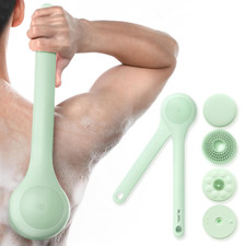 Rechargeable Electric Body Brush with Dual Handle  3 Heads for Exfoliating