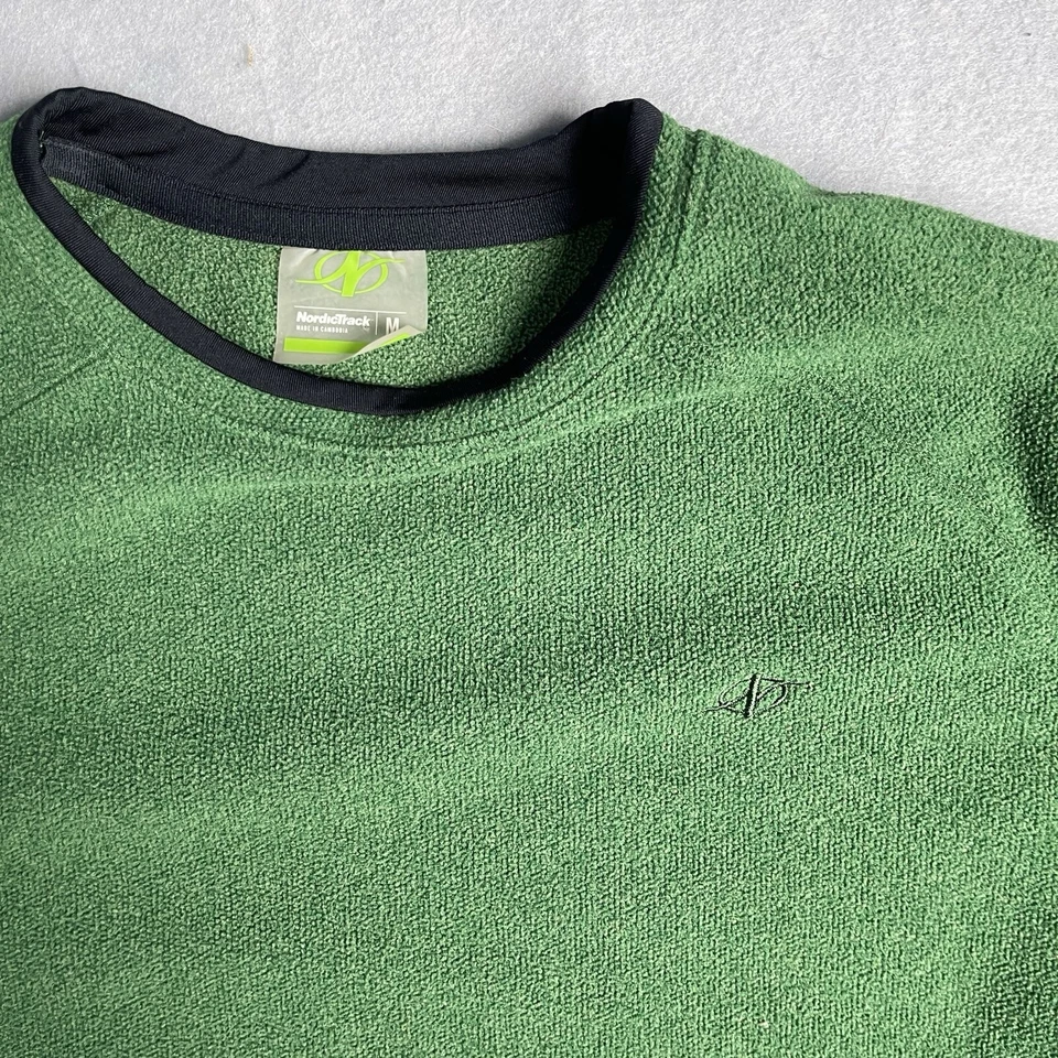 Pullover informal Nordic Track cuello redondo polar suéter hombre medio verde manga larga Foto 3 de 4