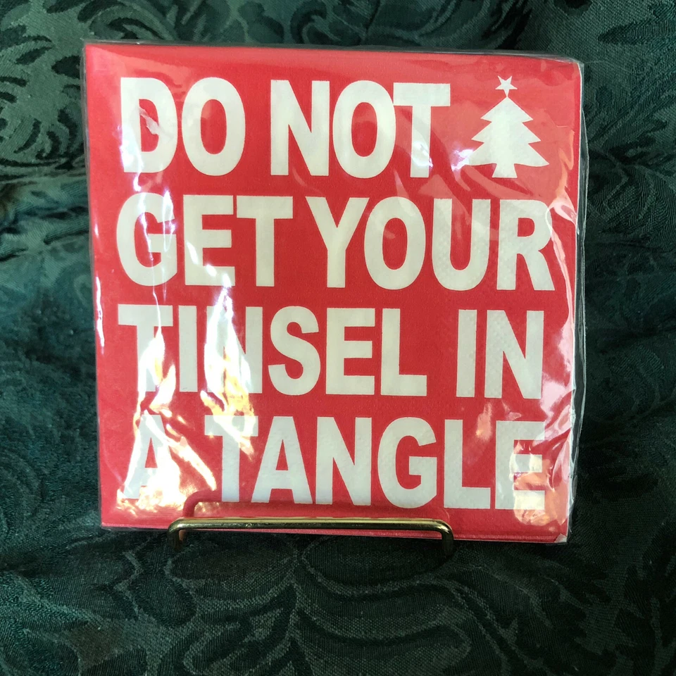 Servilletas de cóctel Do Not Get Your Tinsel in a Tangle Paper 80 nuevas en embalaje Foto 4 de 4