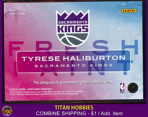 2020-21 Panini Court Kings Fresh Paint AUTOGRAPH #19 Tyrese Haliburton AUTO RC - Imagen 2 de 2