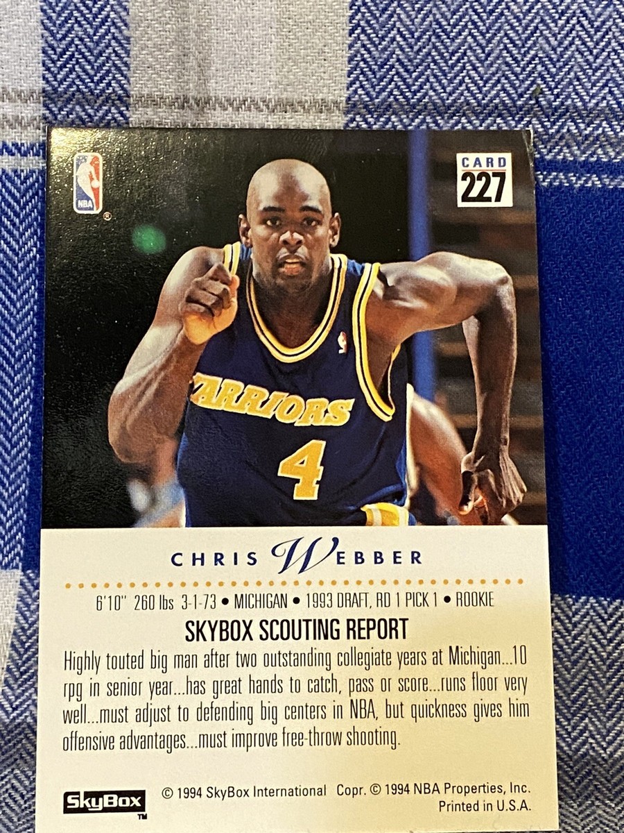 93-94 Skybox Chris Webber NBA Golden State Warriors Rookie