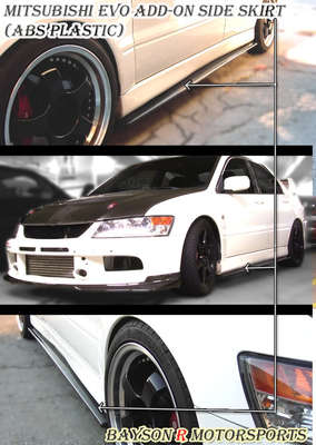 Fits 01-07 Mitsubishi EVO 7 8 9 Optional Add-On Side Skirts Extensions