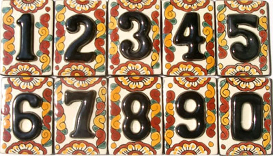 5 Mexican BLACK House Numbers Tiles with HORIZONTAL Iron Frame - Image 2 of 2