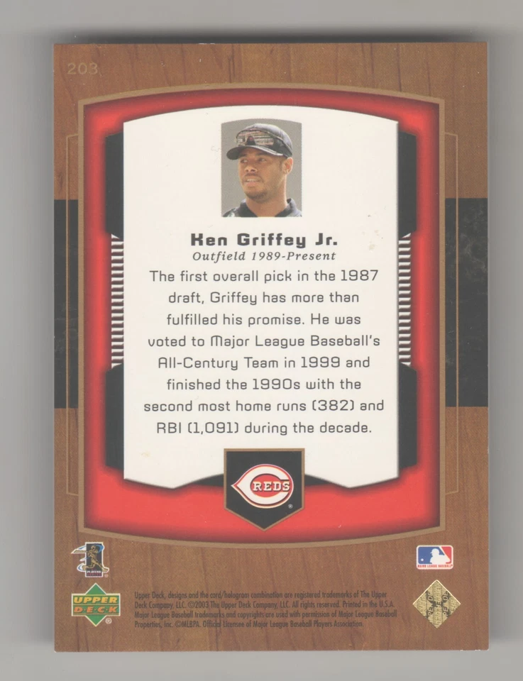 2003 Upper Deck Classic Portraits BASEBALL ROYALTY #203 KEN GRIFFEY JR 683/1200 - Image 2 of 2