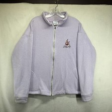 Vintage Women’s Zip Up Fleece Size Medium Light Purple Embroidered Birdhouse Usa