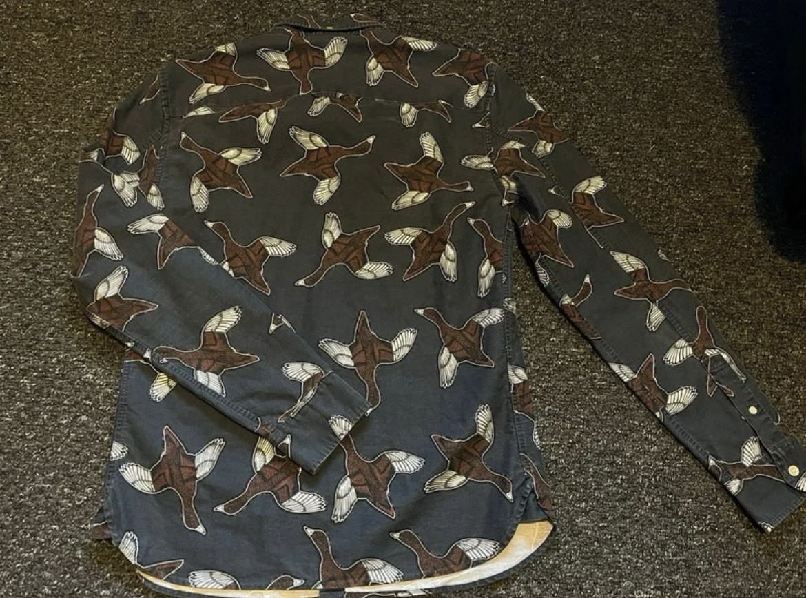 Mens All Saints shirt rare Triple Goose Bird Ls Print slim fit cotton Allsaints image 4