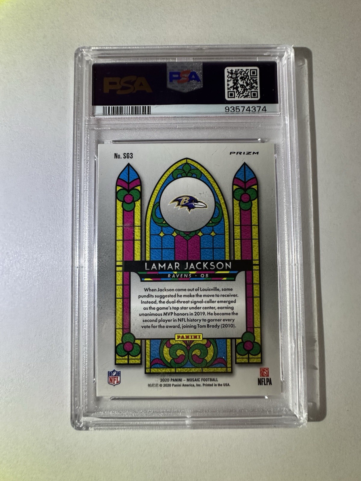 2020 Panini Mosaic Lamar Jackson Stained Glass PSA 10!! view 2