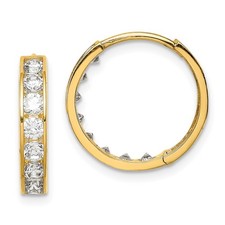 14K Yellow Gold CZ Hinged Hoop Earrings YE1839