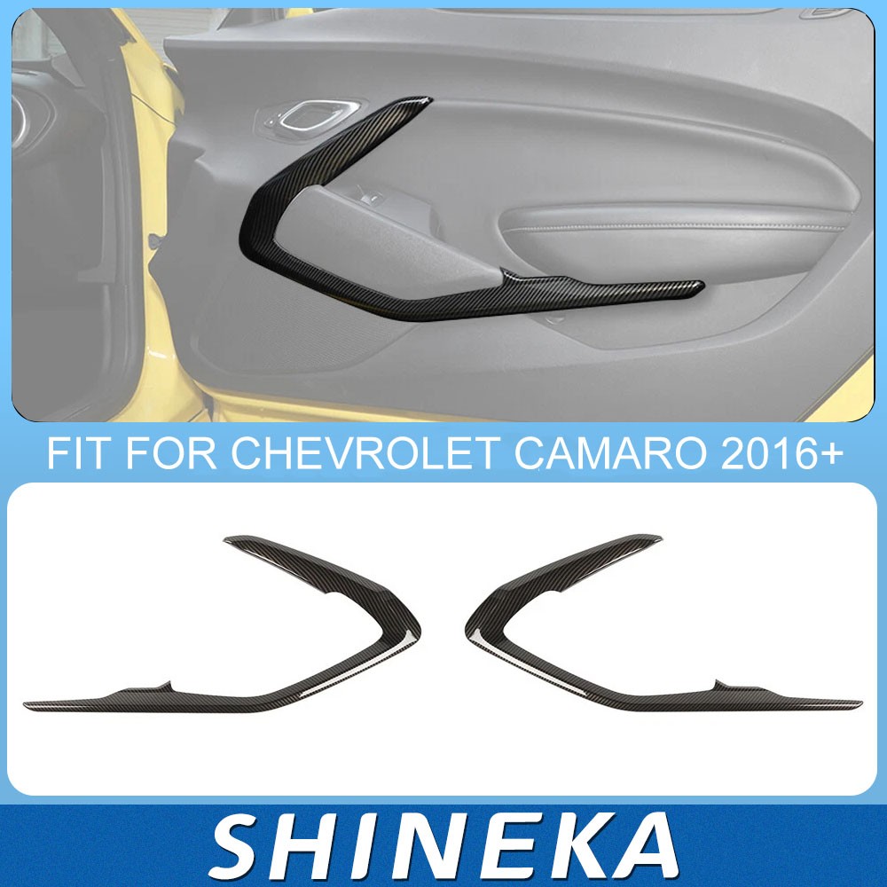 Interior Door V-Shape Cover Trim Bezel for Chevrolet Camaro 2016-22 Carbon Fiber