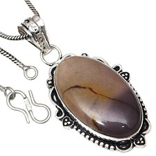 Collier cheval sauvage jaspe pierre précieuse fait main bijoux anciens 2,25"