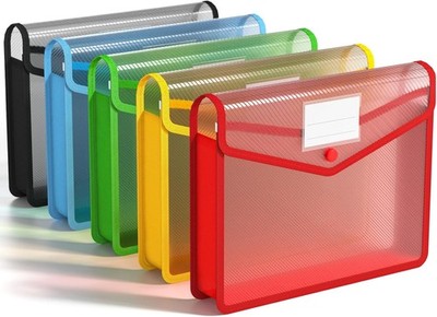 A4 Kunststoff Geldbörsen, 5 Stück Druckknopfmappe Dokumentenmappe 5 Farben 