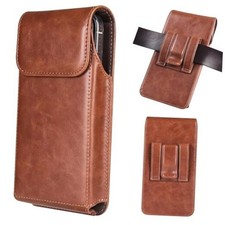 Leather Phone Hoster for Men Belt,Cell Phone Belt Holder for Medium Brown