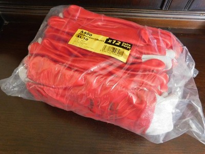 12 Paar rote PVC beschichtete Strick Handgelenk Gummi Handschuhe Sicherheit Arbeitshandschuh Größe 10 XL