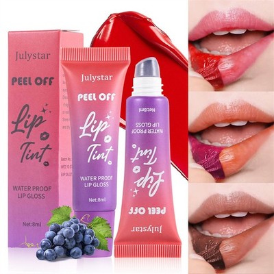 6 Farben Peel-off Lip Stain Tear Off Glaze Finish mit Base Color Tinted Lipstick