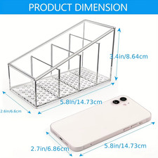 Clear Plastic Remote Control Holder and Desk Organizer with 4 Compartments for H