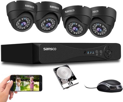SANSCO HD CCTV Überwachungskamera System, 8 Kanal 5MP DVR mit (4) 3K 4 Cam 